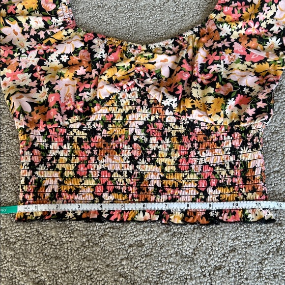 Billabong Get Along Smocked Cropped Top Cotton Pink Floral Juniors' Medium NWOT - Picture 5 of 13